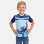 T - shirt manches courtes imprim�, col rond lilo & stitch bleu ciel