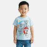 T - shirt manches courtes imprim�, col rond pat patrouille bleu ciel
