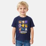 T - shirt manches courtes imprim�, col rond pokemon bleu marine