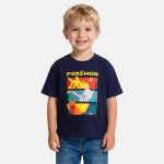 T - shirt manches courtes imprim�, col rond pokemon bleu marine