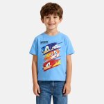 T - shirt manches courtes imprim�, col rond sonic bleu ciel