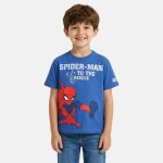 T - shirt manches courtes imprim�, col rond spiderman bleu roi