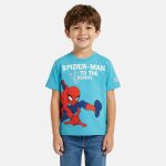 T - shirt manches courtes imprim�, col rond spiderman turquoise