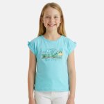 T - shirt manches courtes imprim�, col rond turquoise