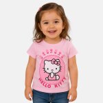 T - shirt manches courtes imprim�, coupe droite et col rond hello kitty rosatre
