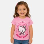 T - shirt manches courtes imprim�, coupe droite et col rond hello kitty rose