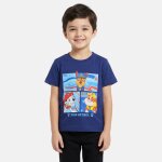 T - shirt manches courtes imprim�, coupe droite et col rond pat patrouille bleu marine