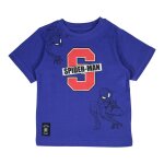 T - shirt manches courtes imprim�, coupe droite et col rond spiderman bleu marine