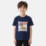T - shirt manches courtes imprim� oc�an, col rond bleu marine