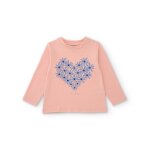 T - shirt manches longues b�b� fille en jersey � motif floral rose