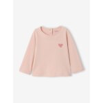 T - shirt manches longues b�b� fille rose p�le
