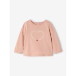 T - shirt manches longues b�b� fille rose poudr�