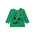 T - shirt manches longues b�b� gar�on en jersey � motif dinosaure vert