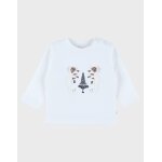 T - shirt manches longues brodé en coton blanc T - shirt manches longues brodé en coton blanc