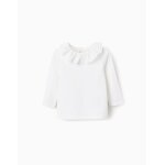 T - shirt � manches longues avec col volant blanc