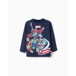 T - shirt  manches longues en coton avengers bleu fonc