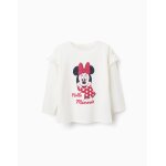 T - shirt � manches longues en coton avec minnie blanc