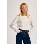 T - shirt manches longues, d�tail dentelle blanc