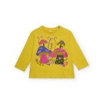 T - shirt  manches longues pour fille avec imprim de champignons jaune