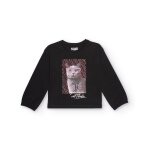 T - shirt  manches longues pour fille avec imprim chat noir