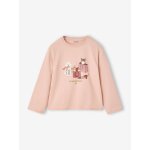 T - shirt manches longues fille rose poudr�