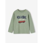 T - shirt manches longues floqu� gar�on vert sauge