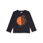 T - shirt À manches longues pour garçon avec imprimé ballon de basket noir T - shirt À manches longues pour garçon avec imprimé ballon de basket noir
