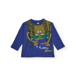 T - shirt  manches longues pour garon avec imprim de crature amusante et texte bleu