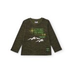 T - shirt À manches longues pour garçon avec imprimé montagnes et texte vert olive T - shirt À manches longues pour garçon avec imprimé montagnes et texte vert olive