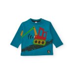 T - shirt À manches longues pour garçon avec imprimé de pelleteuse bleu pétrole T - shirt À manches longues pour garçon avec imprimé de pelleteuse bleu pétrole