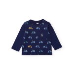 T - shirt � manches longues gar�on en jersey � imprim� ludique bleu