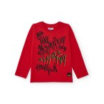 T - shirt  manches longues pour garon avec message graphique rouge