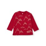 T - shirt manches longues en jersey pour b�b� gar�on avec imprim� montagne rouge