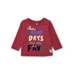 T - shirt � manches longues en jersey pour b�b� gar�on avec motif ludique rouge