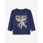 T - shirt manches longues nmmlincom , coupe boxy bleu