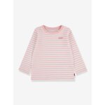 T - shirt manches longues ray� rose