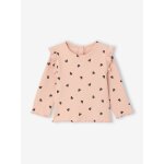 T - shirt en ctes manches volantes bb fille rose poudr