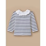 T - shirt marini�re broderie anglaise b�b� rayure marine / ecru