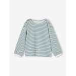 T - shirt marinière encolure bateau fille rayé vert T - shirt marinière encolure bateau fille rayé vert