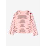 T - shirt marini�re manches longues fille rose bonbon
