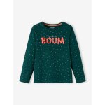 T - shirt message en relief fille vert fonc