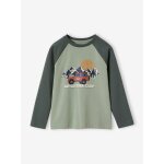 T - shirt motif graphique garon manches raglan kaki