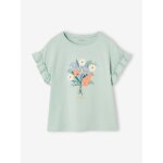T - shirt à motif irisé fille manches courtes volantées bleu ciel T - shirt à motif irisé fille manches courtes volantées bleu ciel