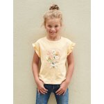 T - shirt  motif iris fille manches courtes volantes jaune ple