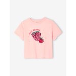 T - shirt motif en sequins fille rose bonbon