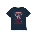 T - shirt de no�l spiderman coton bleu marine