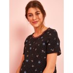 T - shirt nou de grossesse noir imprime fleurs