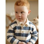 T - shirt polo bébé rayé manches longues bleu grisé T - shirt polo bébé rayé manches longues bleu grisé