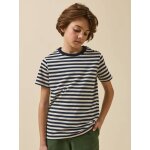 T - shirt ray� gar�on - coton biologique rayure bico bleu