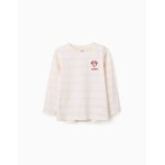 T - shirt ray� � manches longues et imprim� minnie rose clair